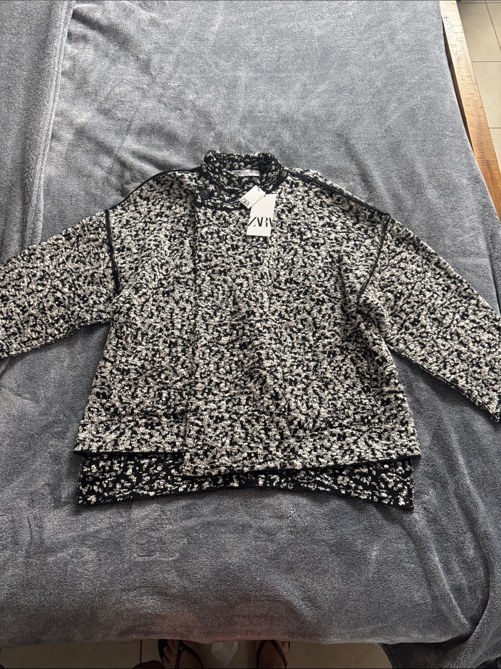 ZARA Black & White Teddy Jacket